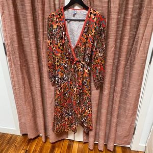 Anthropology Blink London maxi wrap dress, orange pattern, size X-Small